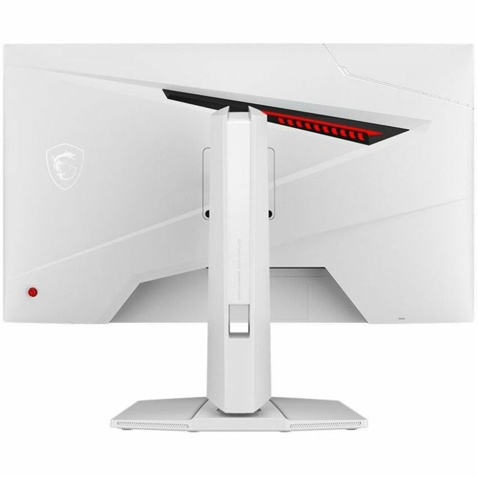 Rear view of MSI MAG274URFW monitor showing height-adjustable stand and port connectivity-alternate-image4