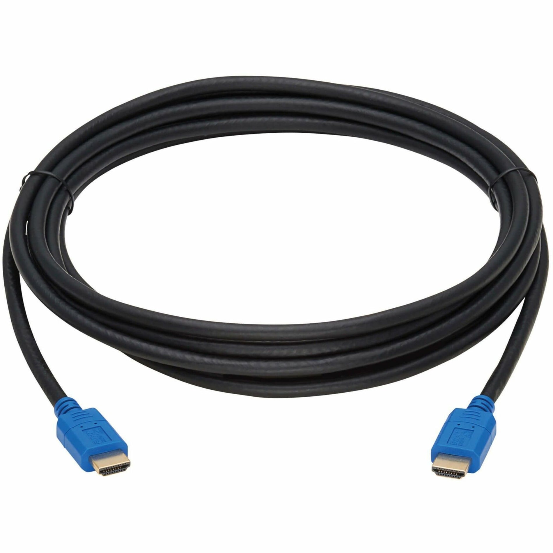 15-foot black HDMI cable with blue connectors coiled in circular formation-alternate-image1