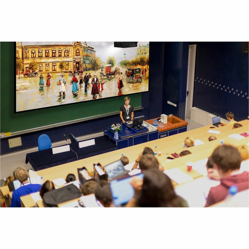 Lecture hall setup showing large-format projection in educational setting