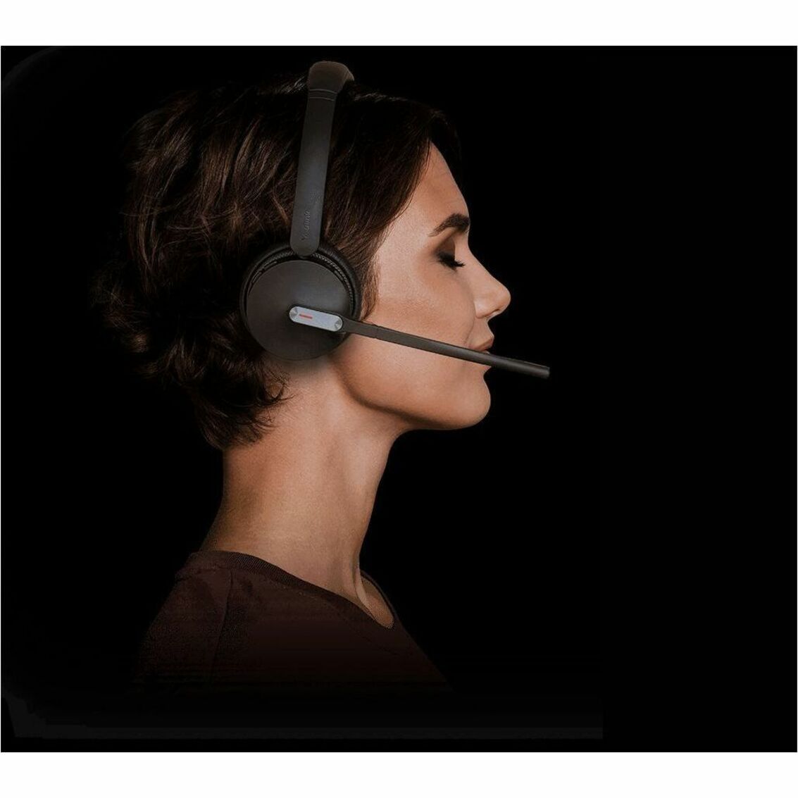 Side profile of Yealink WH64 headset showing noise-canceling microphone boom-alternate-image2