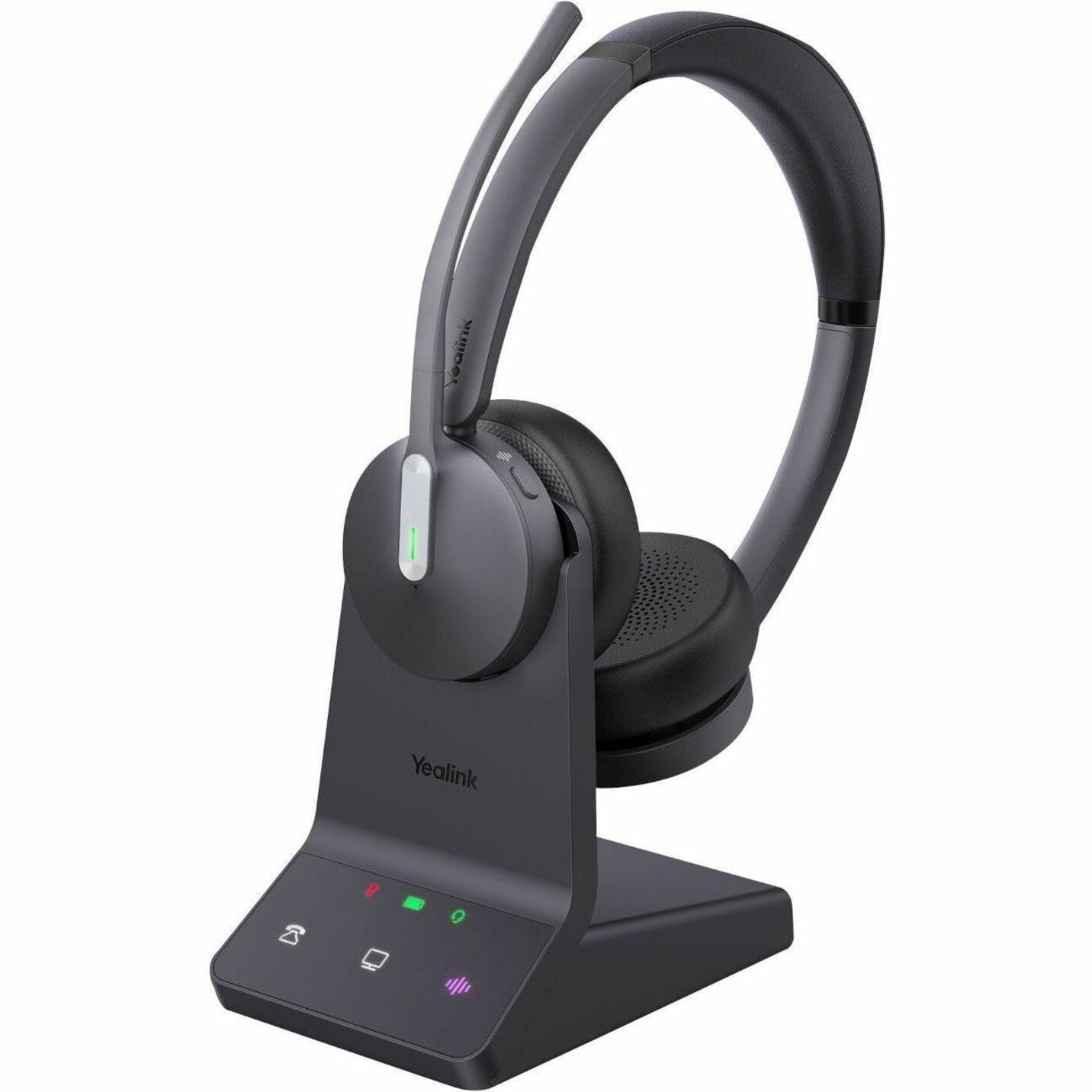 Yealink WH64 Wireless DECT Bluetooth Headset, 3-Mic Noise Cancelling, Microsoft Teams & Zoom Certified, 32Hr Battery, Binaural On-ear Design, Busylight, UC Compatible - 1208674 (1 Year Warranty)