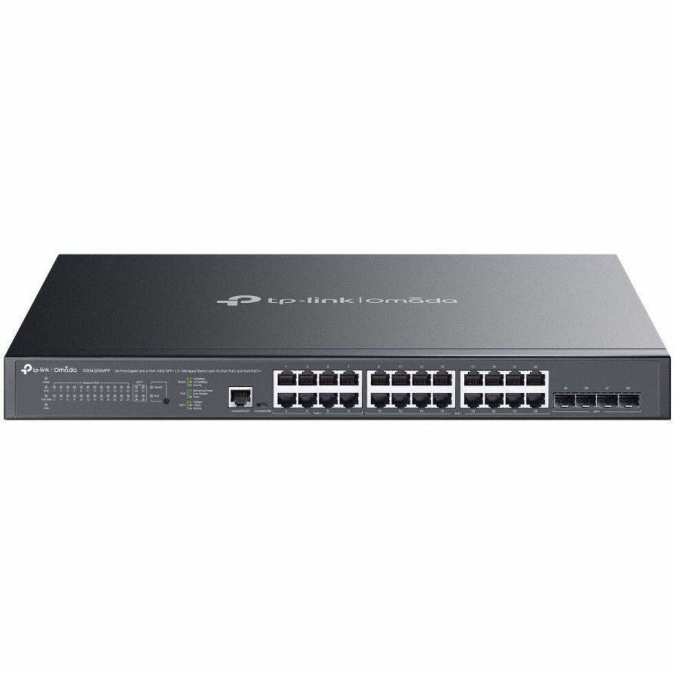 TP-Link 24-Port Gigabit und 4-Port 10GE SFP+ L2+ verwalteter Switch mit 16-Port PoE+ und 8-Port PoE++ (SG3428XMPP)