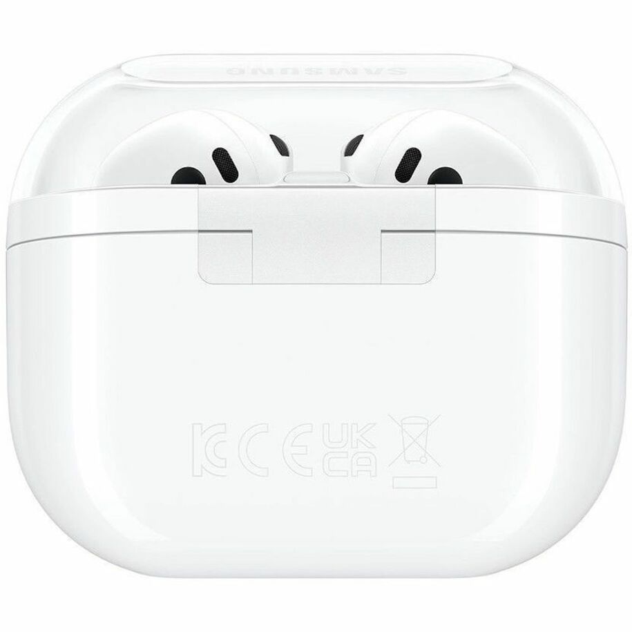 Bottom view of Galaxy Buds3 charging case showing certification markings and regulatory information-alternate-image7