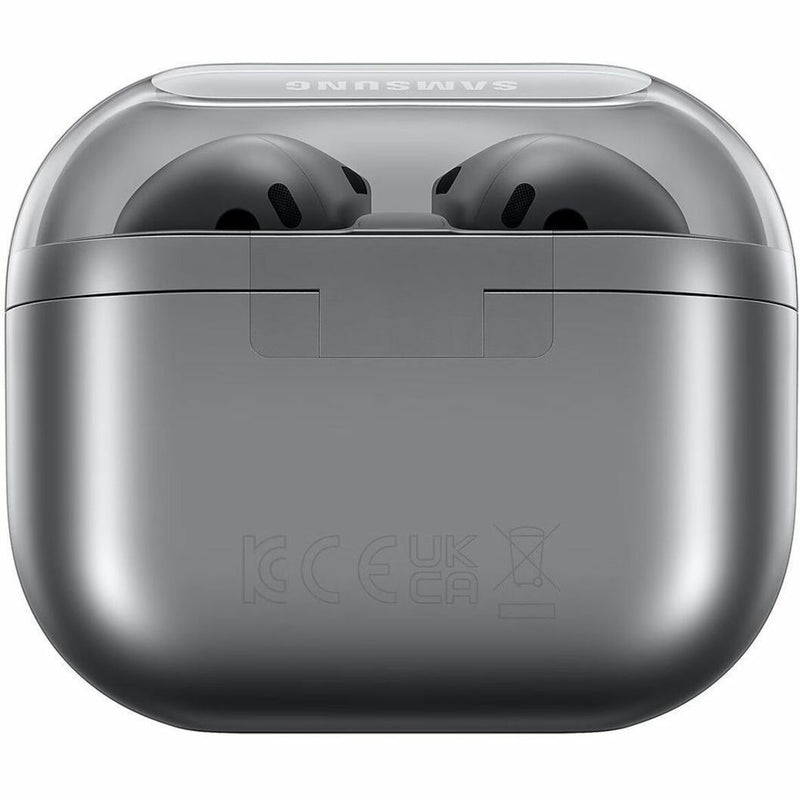 Bottom view of Galaxy Buds3 charging case showing certification markings