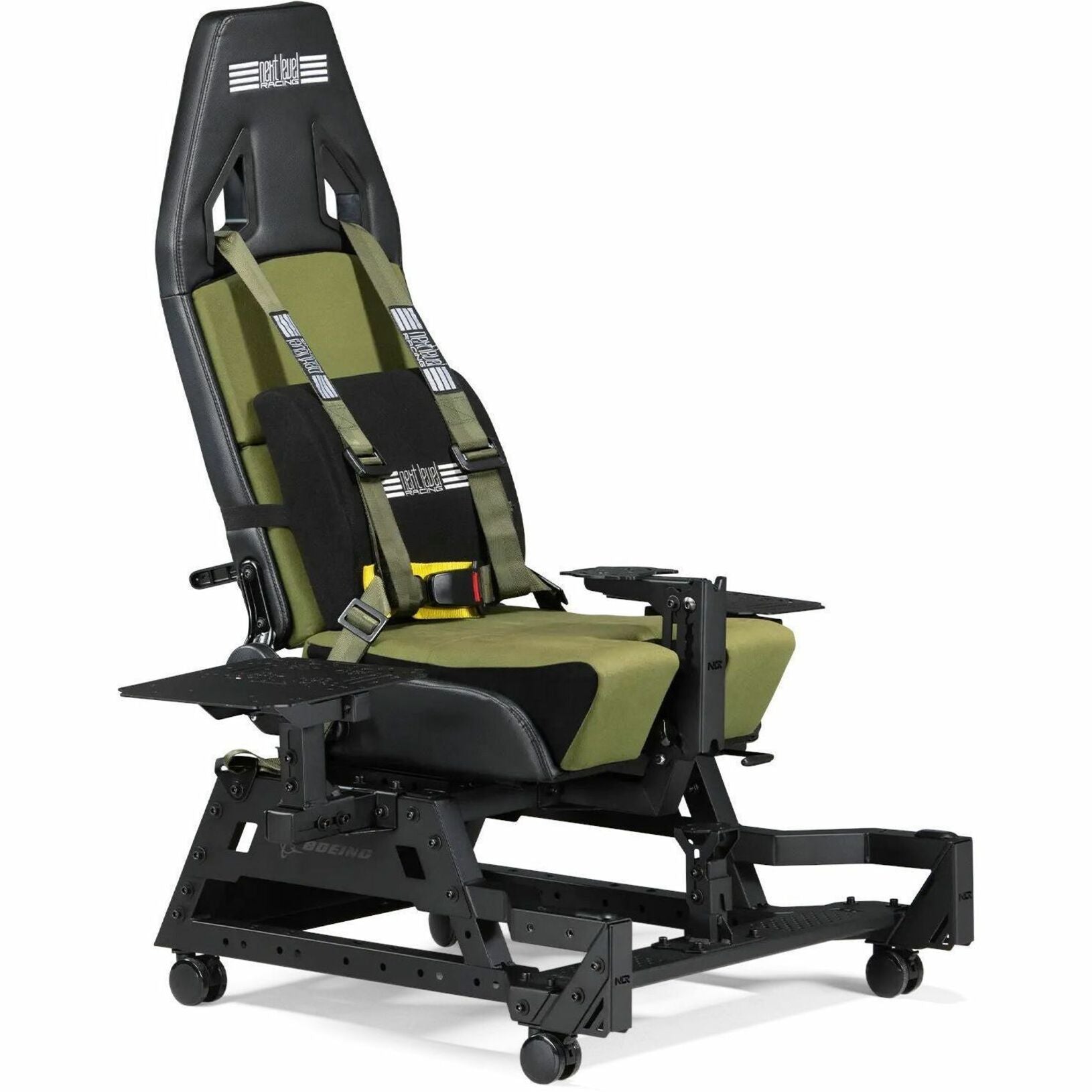 Side view of Flight Seat Pro showing wheel system and adjustable mounting framework-alternate-image2