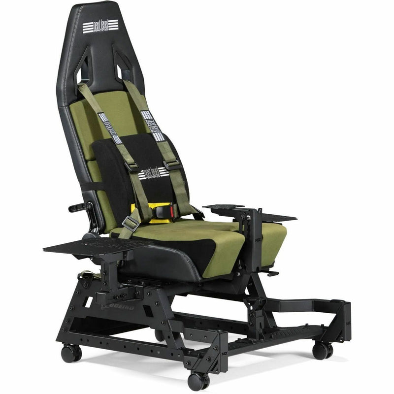 Side view of Flight Seat Pro showing wheel system and adjustable mounting framework