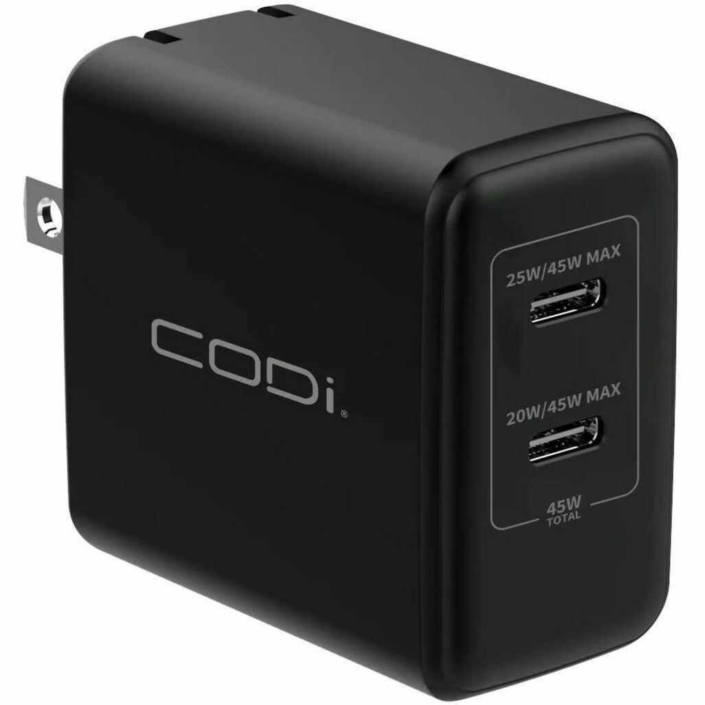 Chargeur mural CODi 45W avec 2 ports de chargement USB-C (WC045-2C)