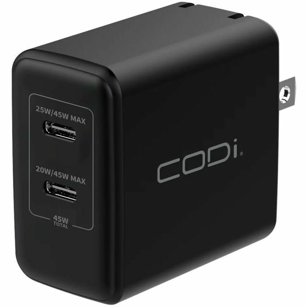 شاحن جدار CODi بقدرة 45 واط مع 2 منفذ شحن USB-C (WC045-2C)