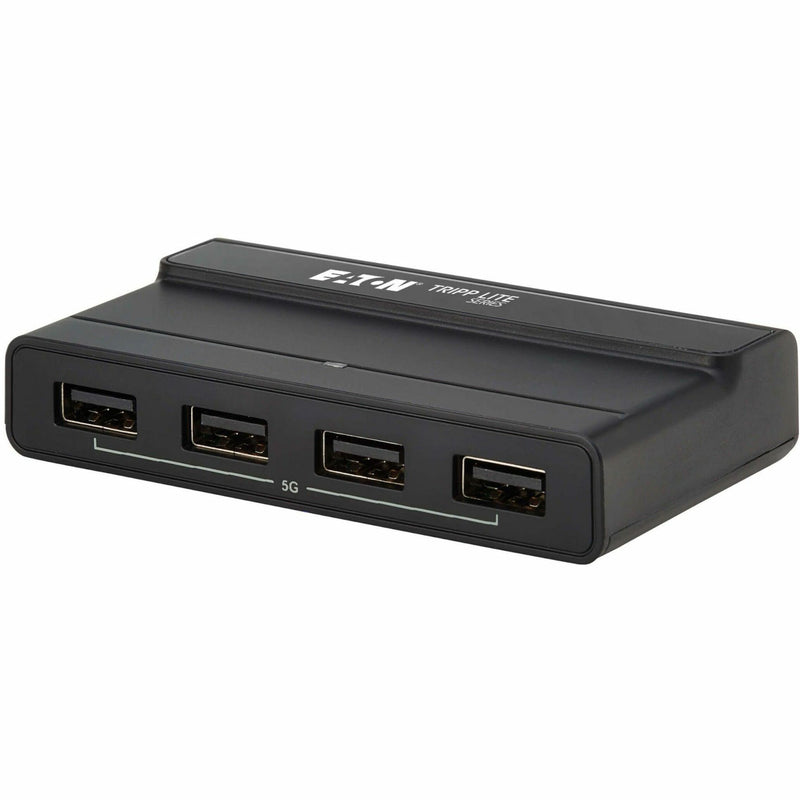 Angled view of U315-2X4 USB switch showing ports and form factor