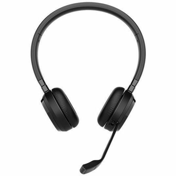 Front view of Jabra Evolve 65 TE headset showing dual ear cups and sleek headband design-alternate-image2