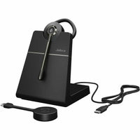 Jabra Engage 55 SE headset on charging stand with USB DECT adapter and USB-C cable-alternate-image1