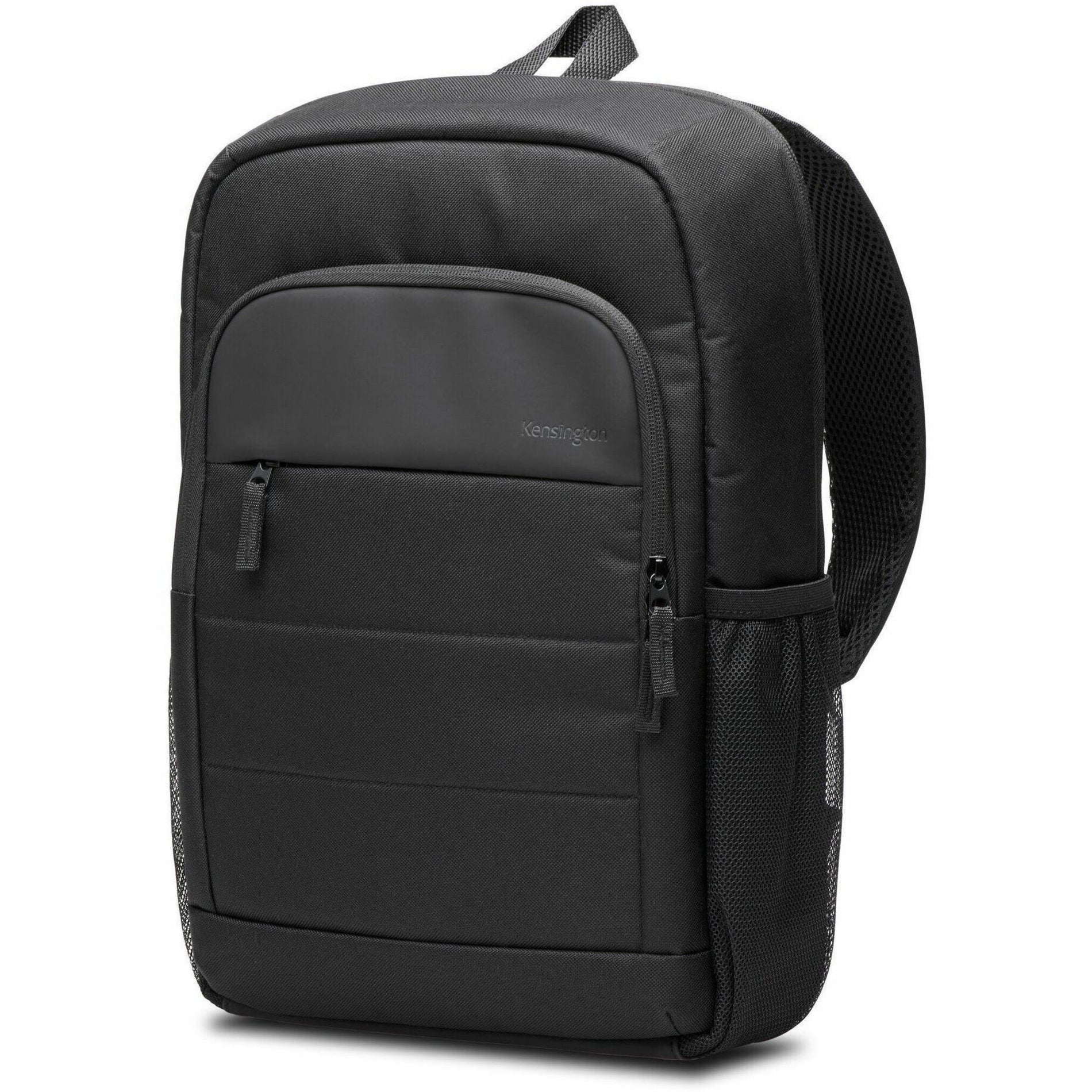 Side profile of Kensington EQ Laptop Backpack showing slim design and structured panels-alternate-image3