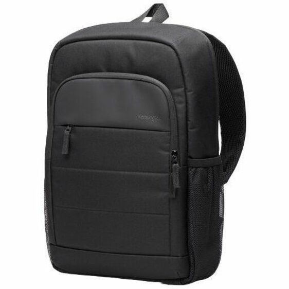 Front view of black Kensington EQ eco-friendly laptop backpack-alternate-image1