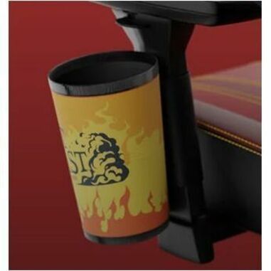 Close-up of the Street Fighter themed cup holder attachment on the Caliber X2 gaming chair-alternate-image2