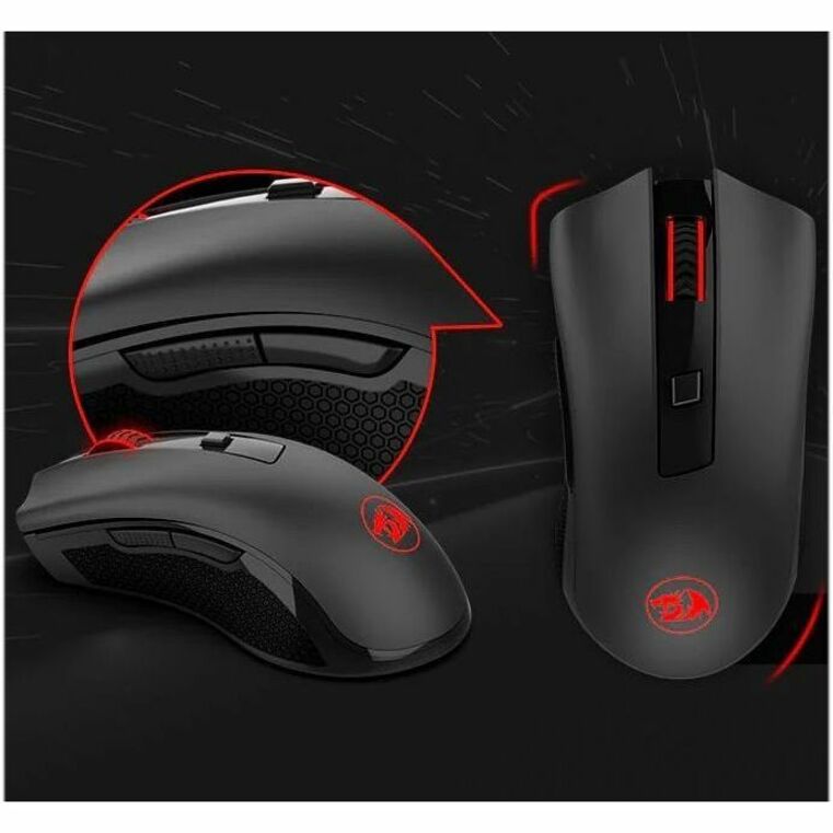 Close-up detail of Redragon Nirvana M652 gaming mouse grip texture and design elements-alternate-image5