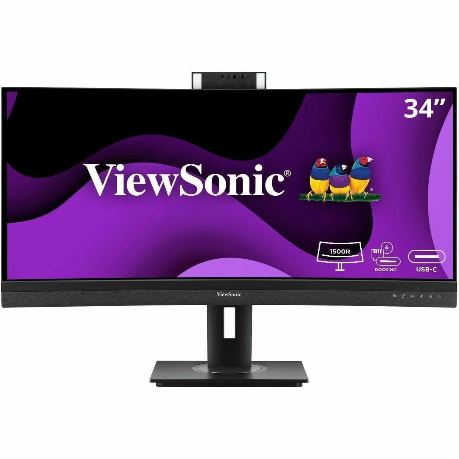 ViewSonic VG3457CV 34 Inch Ultrawide QHD 1440p Curved Video Conferencing Docking Monitor with Windows Hello Compatible IR Webcam, Advanced Ergonomics, and 100W USB C for Home and Office