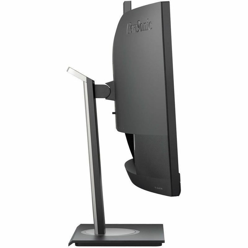 Side profile view of ViewSonic VG3457CV showing stand and curved display design