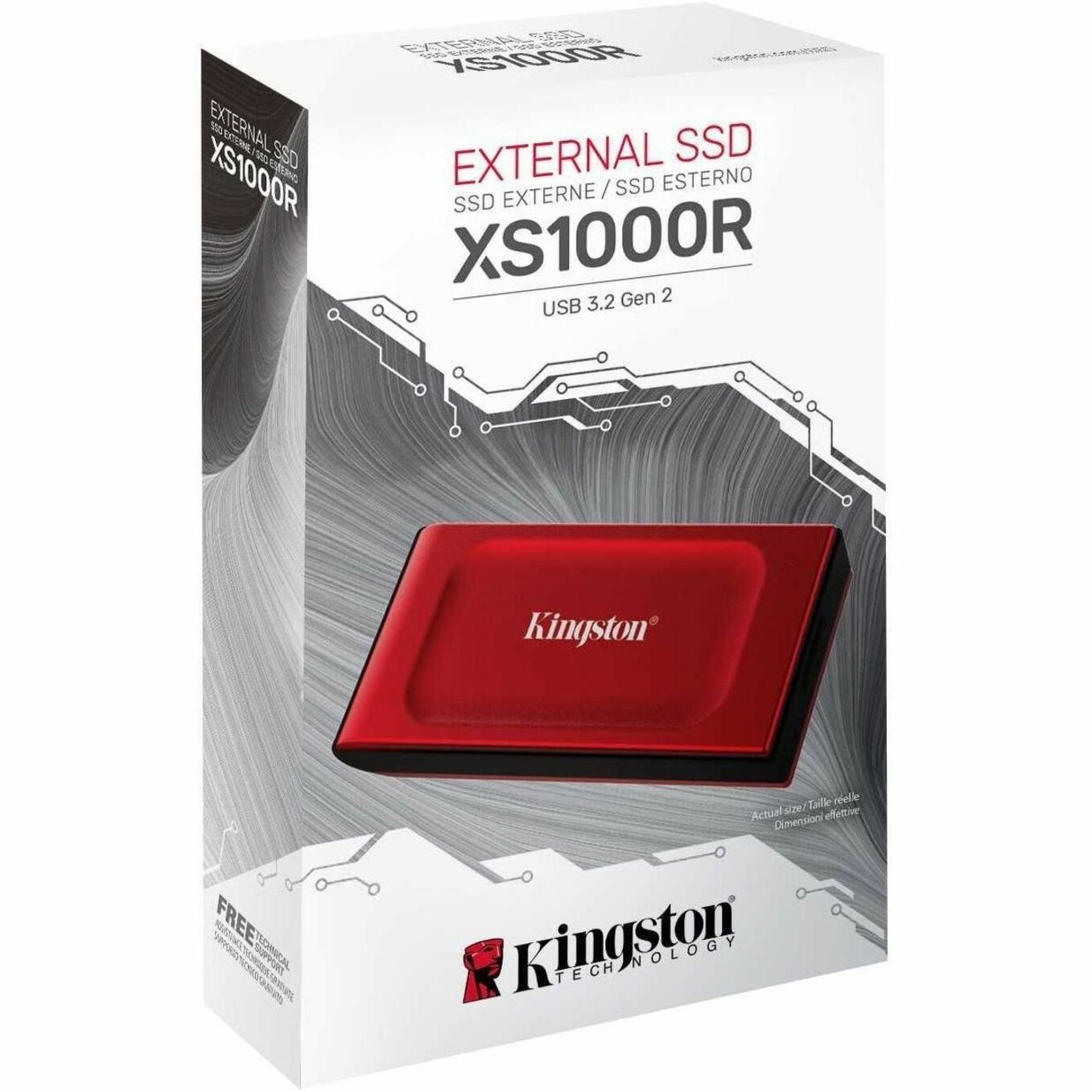 Disque dur portable à état solide Kingston XS1000 1 To - Externe - Rouge (SXS1000R/1000G)