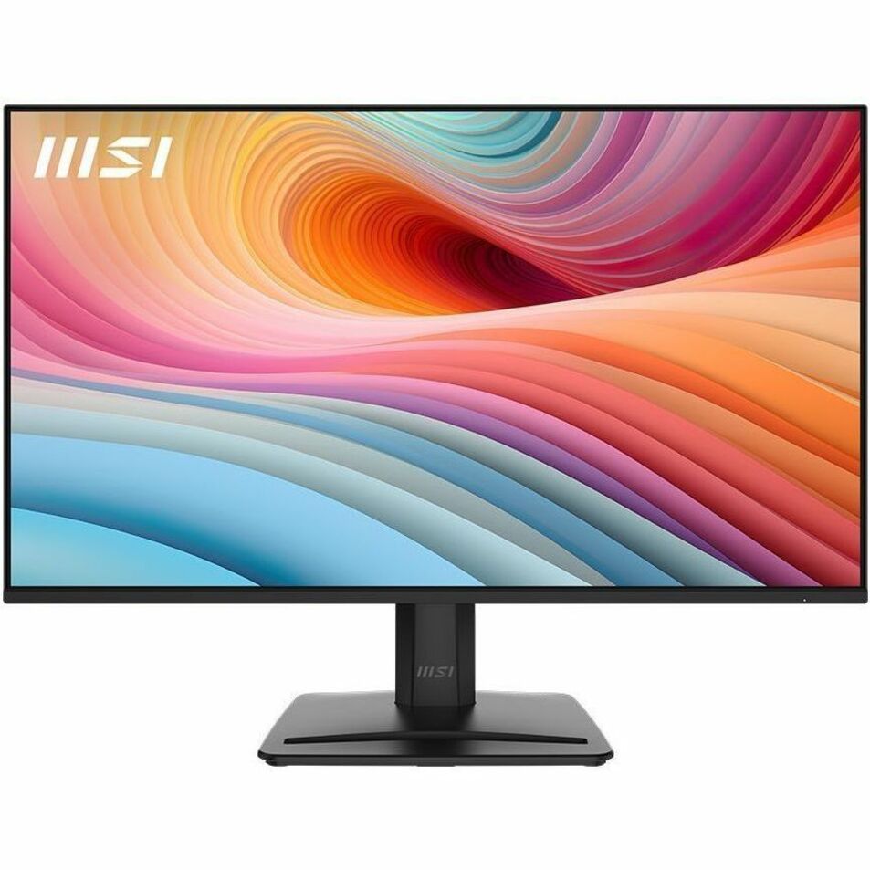 Front view of MSI PRO MP251 E2 monitor displaying vibrant colorful waves pattern-alternate-image2