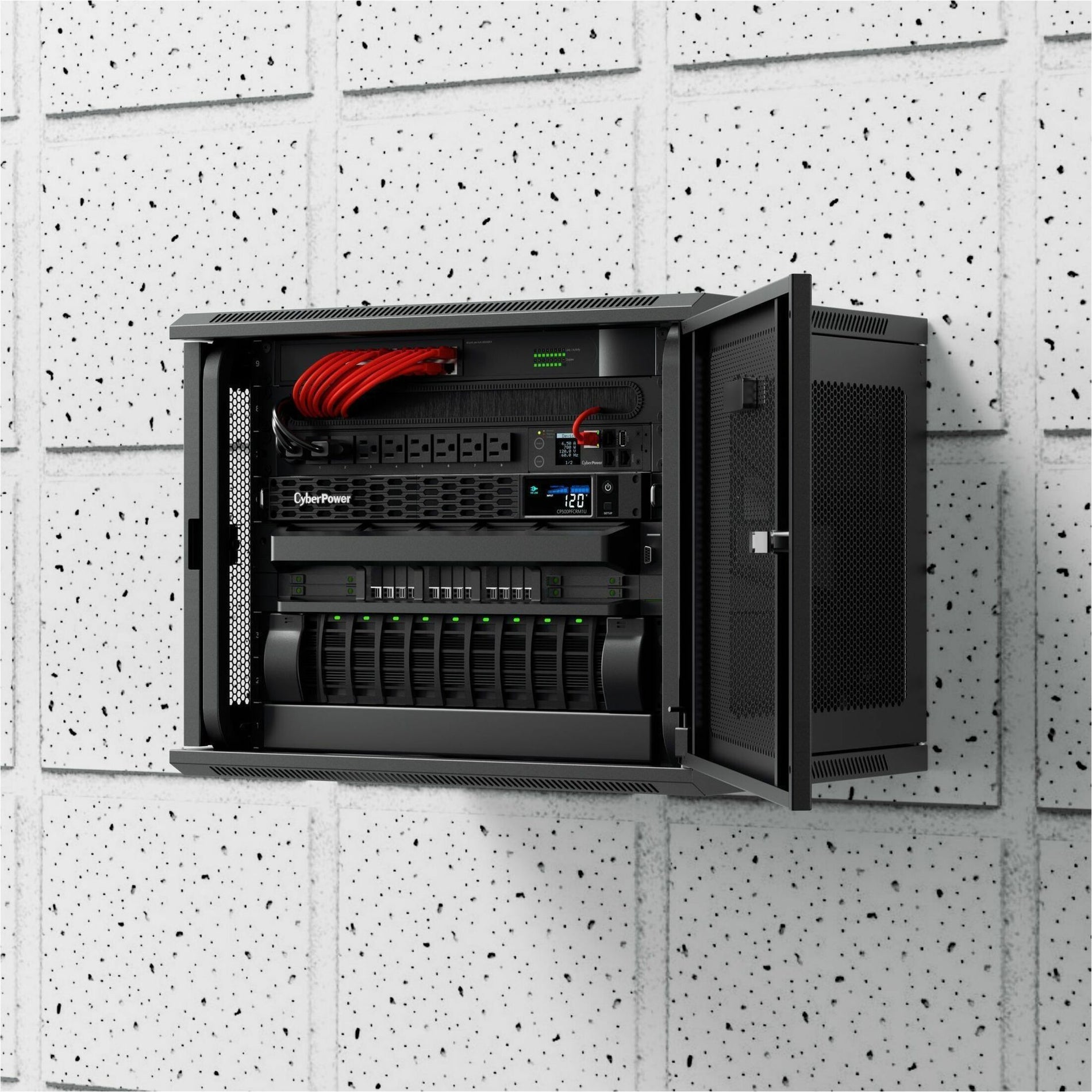 CyberPower CP500PFCRM1U installed in server rack with active equipment-alternate-image7