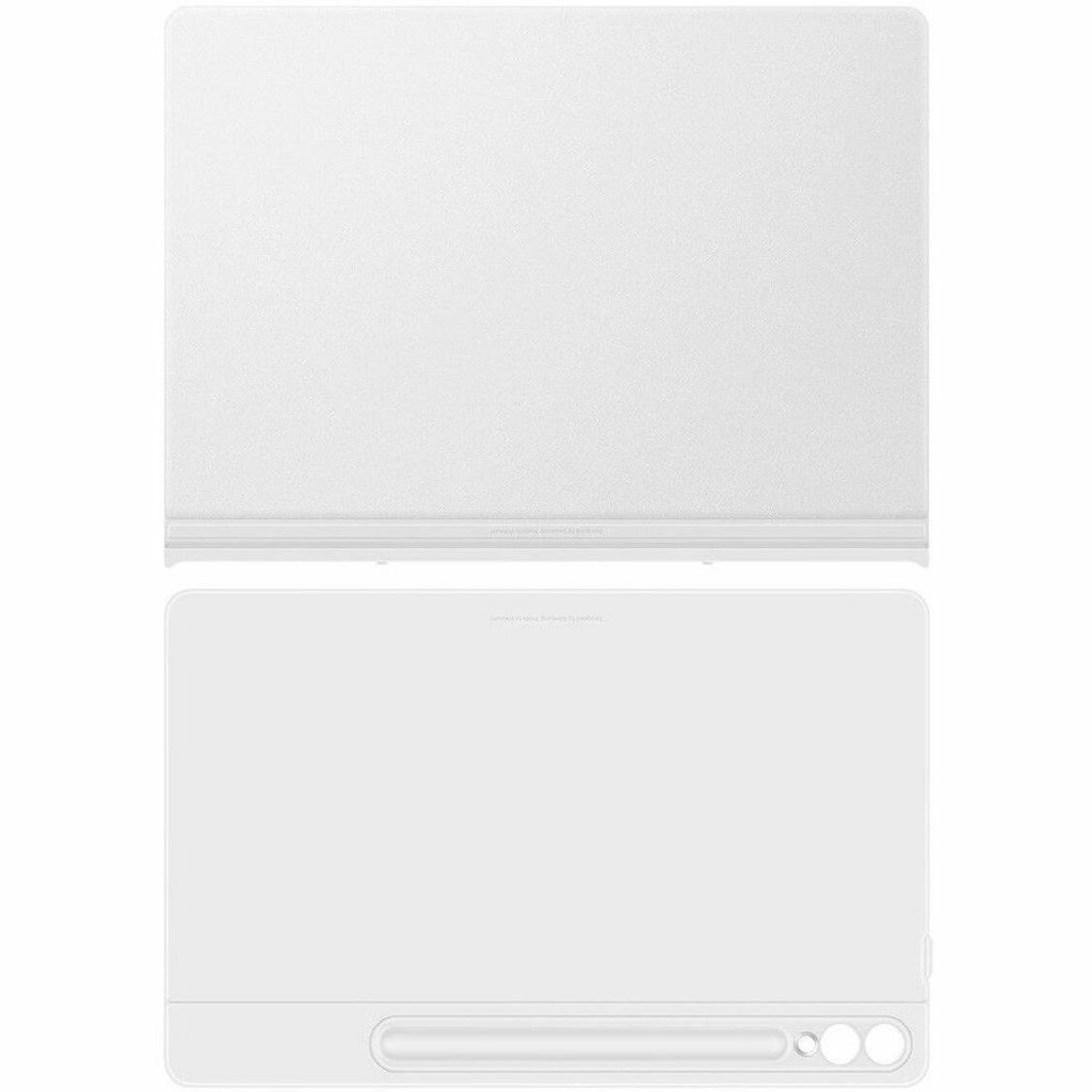 Front view of white Samsung Smart Book Cover showing front and back panels with camera cutout-alternate-image1