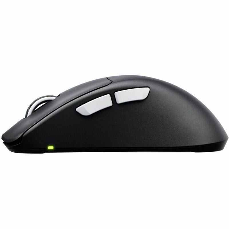 Side profile of CHERRY XTRFY M64 Pro Wireless gaming mouse showing LED indicator