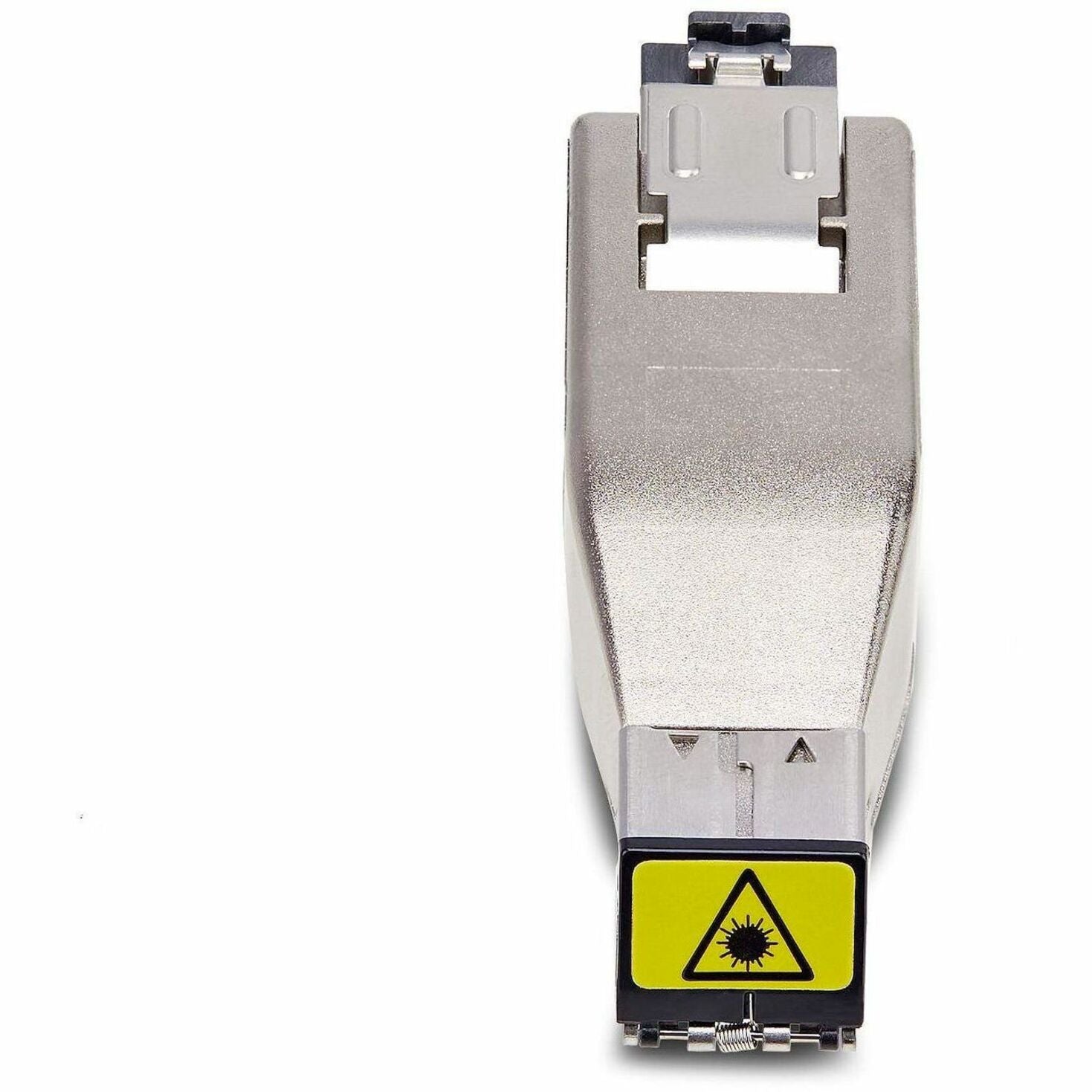 Top view of the media converter showing laser warning label and compact design-alternate-image4