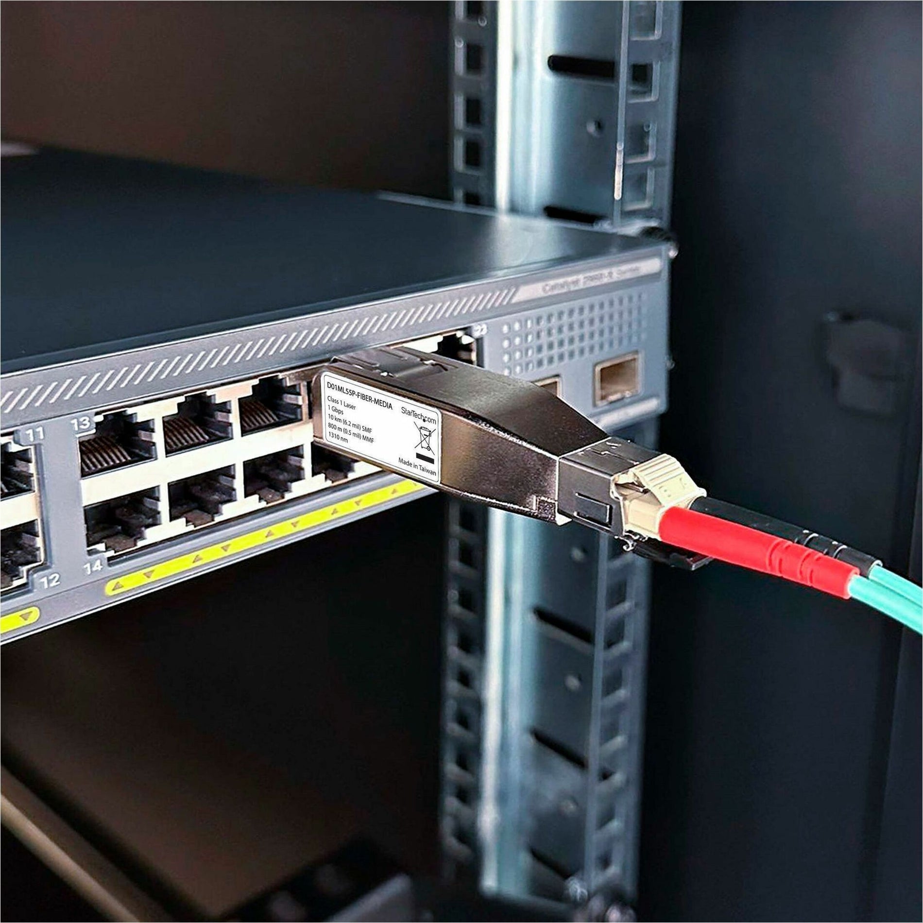 Media converter installed in network switch showing practical deployment-alternate-image7