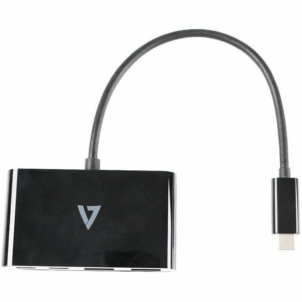 Top view of V7 USB-C Hub showing premium black finish and V7 logo-alternate-image4