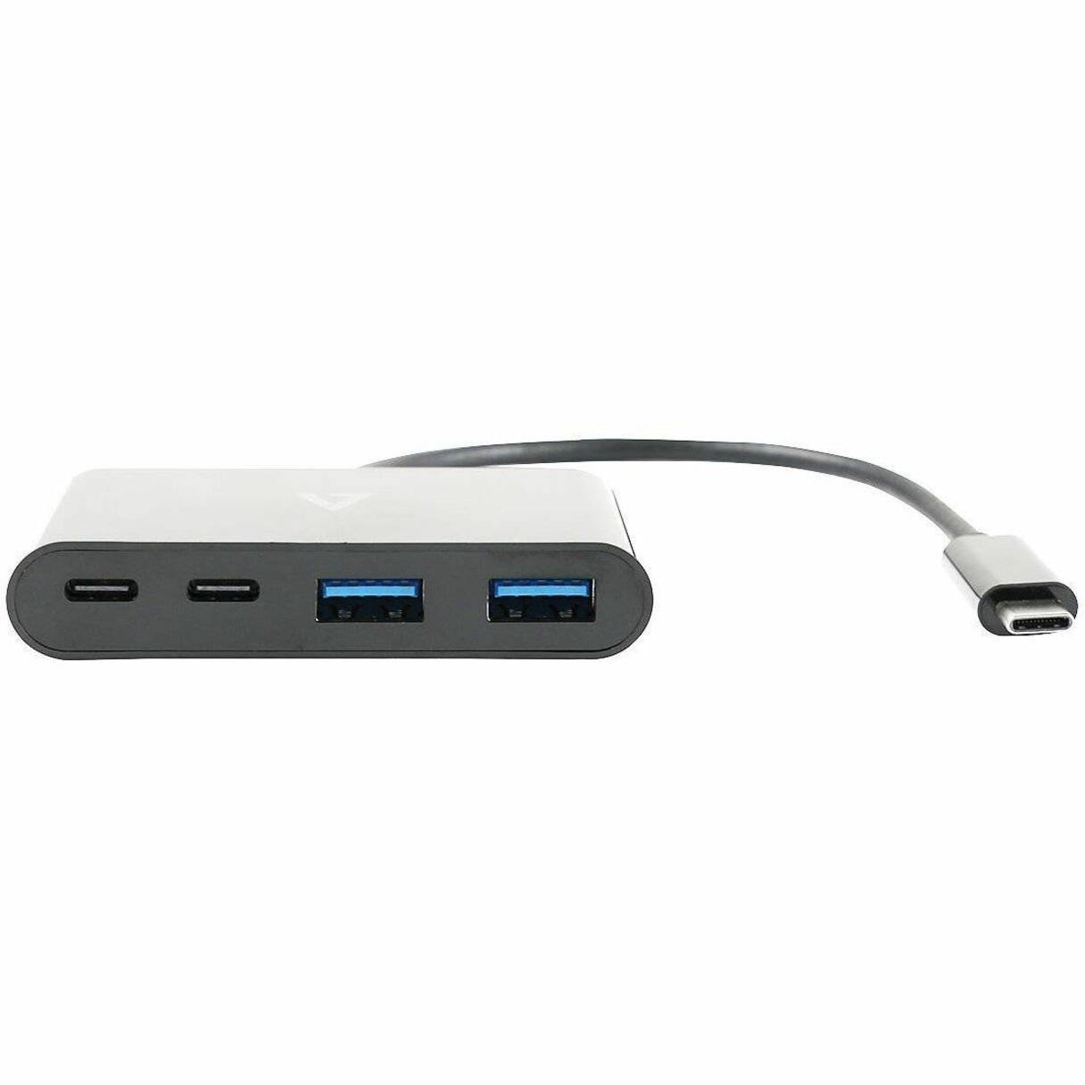 Side view of V7 USB-C Hub showing port arrangement with blue USB-A ports-alternate-image3