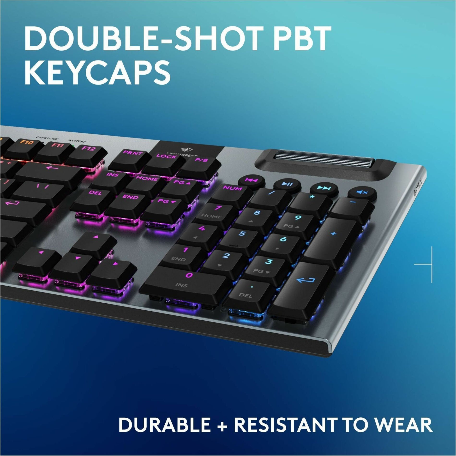 Logitech G915 X LIGHTSPEED Low-Profile Wireless Gaming Keyboard, Double-Shot PBT Keycaps, Fully Programmable Keys, RGB Backlighting, Sleek Aluminum Finishing, GL Red Linear Switches - PC/Mac (920-012696)