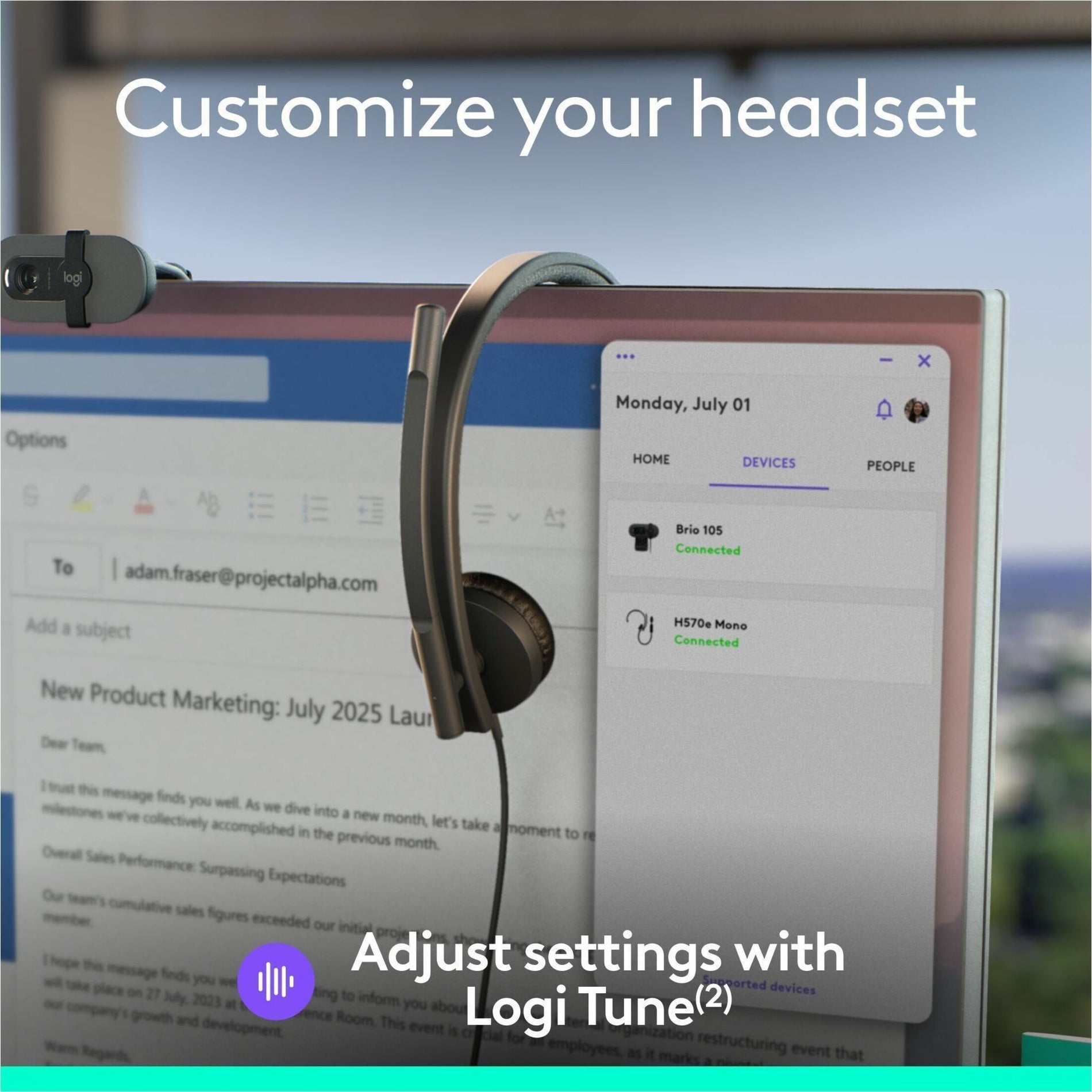 Headset USB Logitech H570e dengan Mikrofon untuk PC dan Mac Headset Wired USB-C dengan Suara Mono Mikrofon Peredam Suara dan Kontrol Inline Disertifikasi untuk Microsoft Teams Hitam (981-001425)