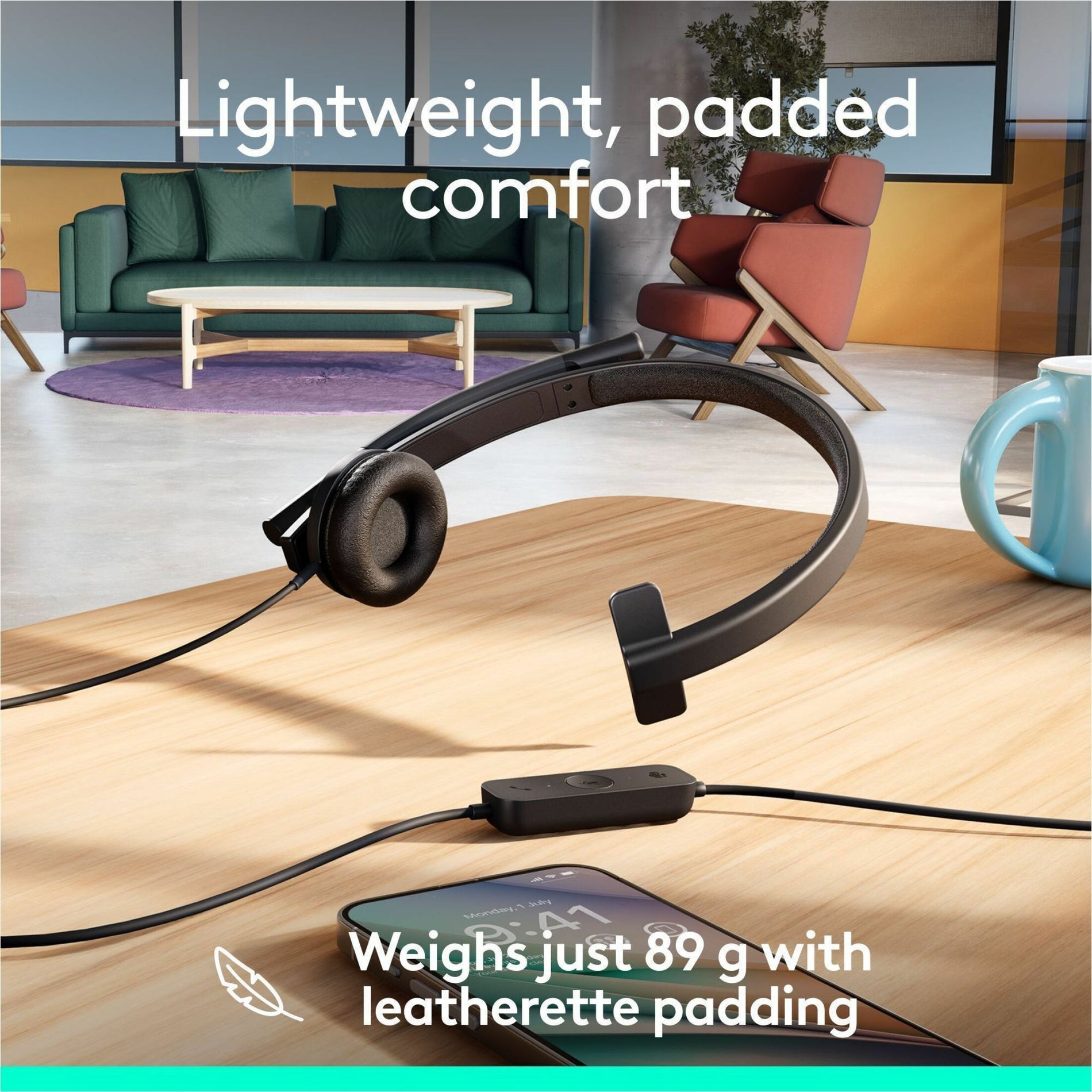 Headset USB Logitech H570e dengan Mikrofon untuk PC dan Mac Headset Wired USB-C dengan Suara Mono Mikrofon Peredam Suara dan Kontrol Inline Disertifikasi untuk Microsoft Teams Hitam (981-001425)