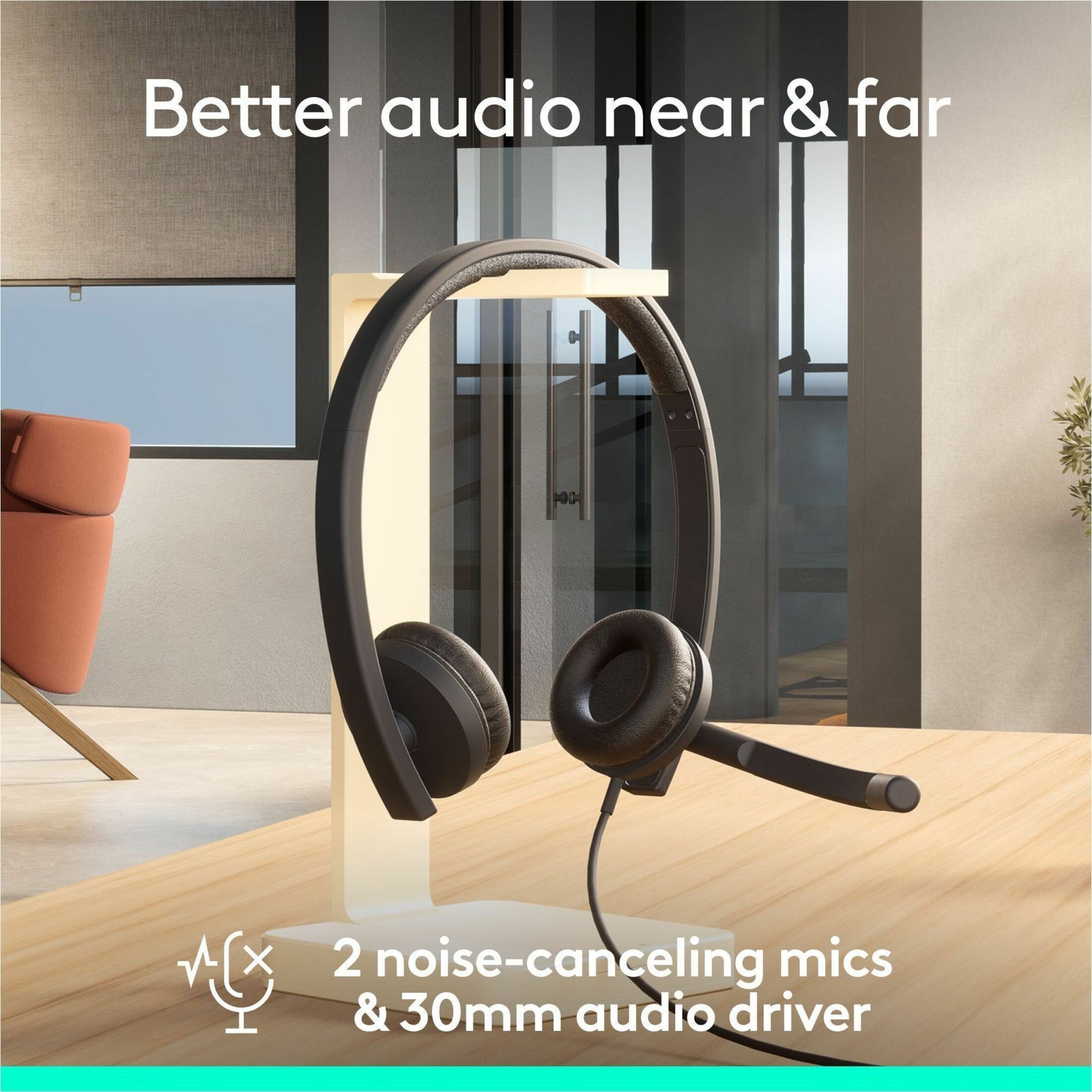 Logitech H570e USB Headset Dengan Mikrofon untuk PC dan Mac Headset USB-A Kabel Dengan Suara Stereo Mikrofon Pengurangi Kebisingan dan Kontrol Inline Sertifikat untuk Microsoft Teams Hitam (981-001428)