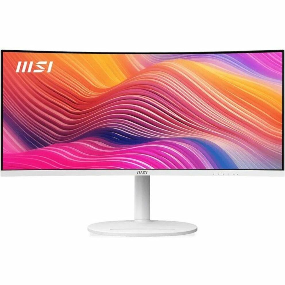 MSI Modern MD342CQPW Curved Monitor; Matte White; 34 screen; VA Panel; 3440x1440 (UWQHD) Resolution; Adaptive-Sync; HDR Ready; non-Glare with narrow bezel: 120Hz Refresh Rate; Tilt, Swivel, Height and Pivot Adjustable (ModernMD342CQPW)