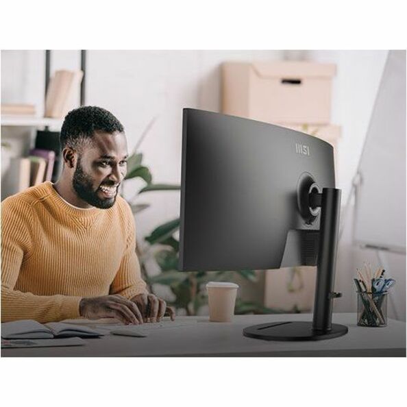 MSI Modern MD342CQP Curved Monitor; Matte Black; 34" screen; VA Panel; 3440x1440 (UWQHD) Resolution; Adaptive-Sync; HDR Ready; non-Glare with narrow bezel: 120Hz Refresh Rate; Tilt, Swivel, Height and Pivot Adjustable (ModernMD342CQP)