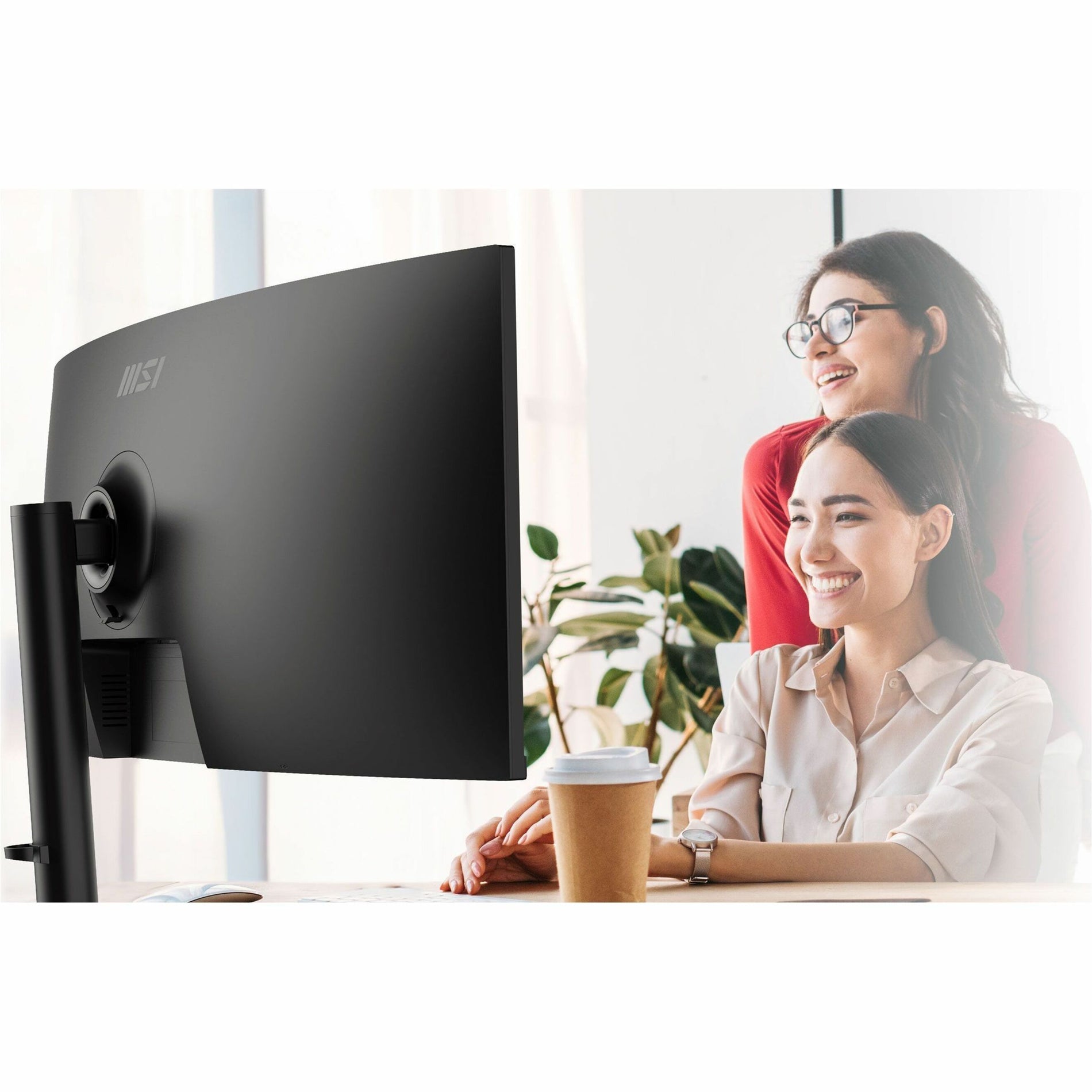 MSI Modern MD342CQP Curved Monitor; Matt Schwarz; 34" Bildschirm; VA-Panel; 3440x1440 (UWQHD) Auflösung; Adaptive-Sync; HDR bereit; blendfrei mit schmalem Rahmen: 120Hz Wiederholfrequenz; Neigung Drehung Höhenverstellung und Pivot einstellbar