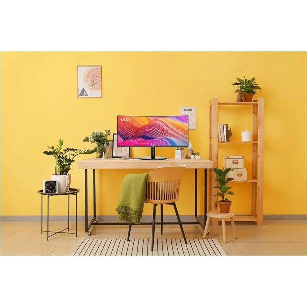 MSI Modern MD342CQP Curved Monitor; Matt Schwarz; 34" Bildschirm; VA-Panel; 3440x1440 (UWQHD) Auflösung; Adaptive-Sync; HDR bereit; blendfrei mit schmalem Rahmen: 120Hz Wiederholfrequenz; Neigung Drehung Höhenverstellung und Pivot einstellbar