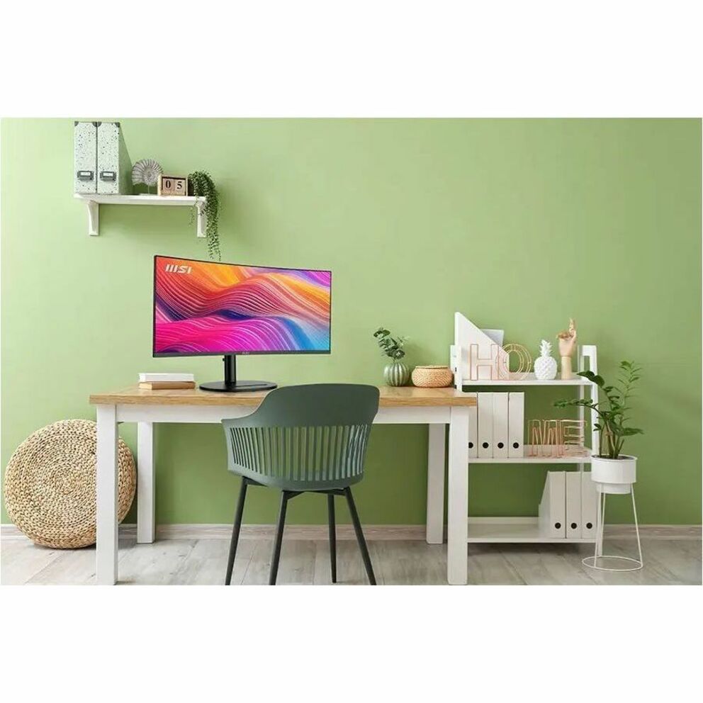 MSI Modern MD342CQP Curved Monitor; Matt Schwarz; 34" Bildschirm; VA-Panel; 3440x1440 (UWQHD) Auflösung; Adaptive-Sync; HDR bereit; blendfrei mit schmalem Rahmen: 120Hz Wiederholfrequenz; Neigung Drehung Höhenverstellung und Pivot einstellbar