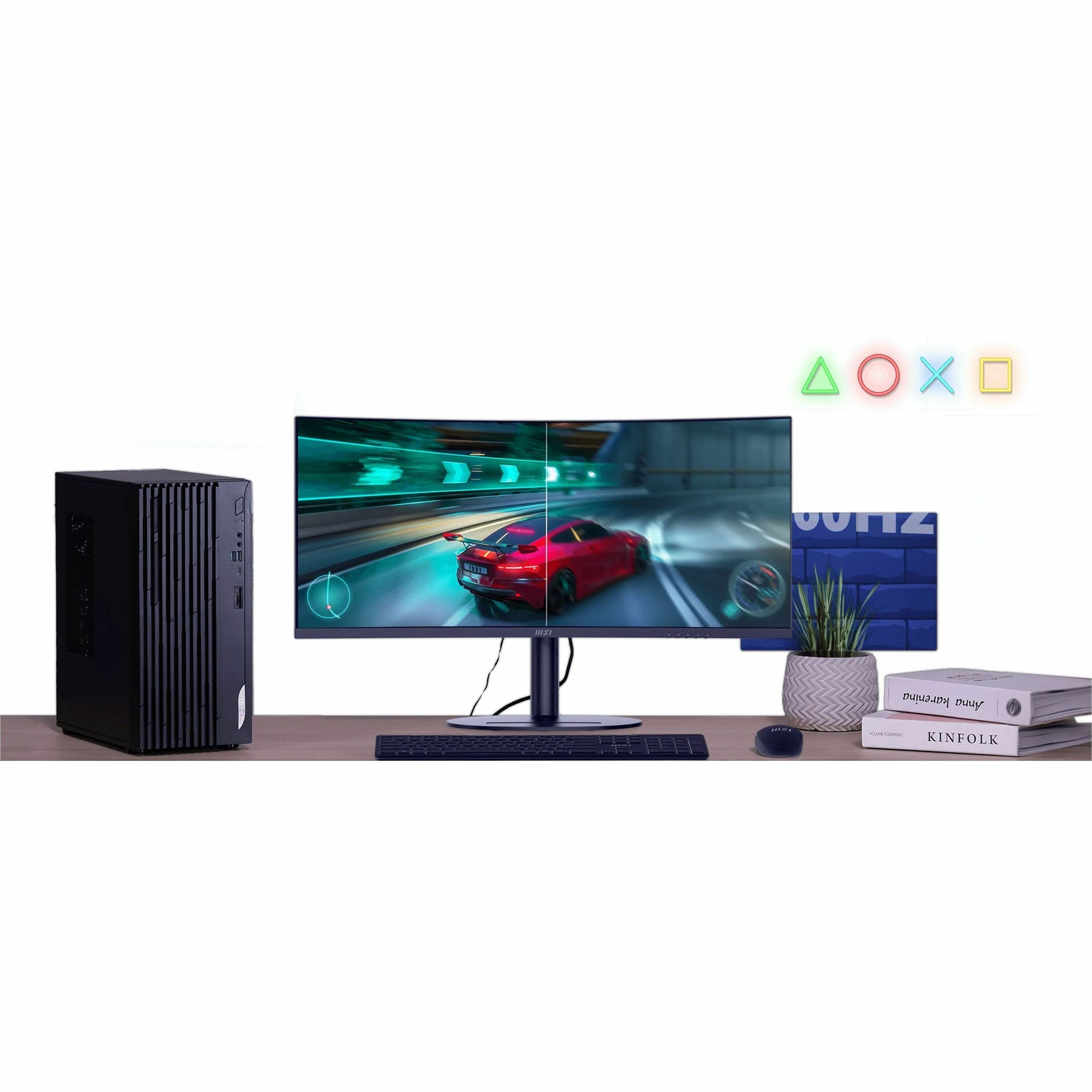 MSI Modern MD342CQP Curved Monitor; Matt Schwarz; 34" Bildschirm; VA-Panel; 3440x1440 (UWQHD) Auflösung; Adaptive-Sync; HDR bereit; blendfrei mit schmalem Rahmen: 120Hz Wiederholfrequenz; Neigung Drehung Höhenverstellung und Pivot einstellbar