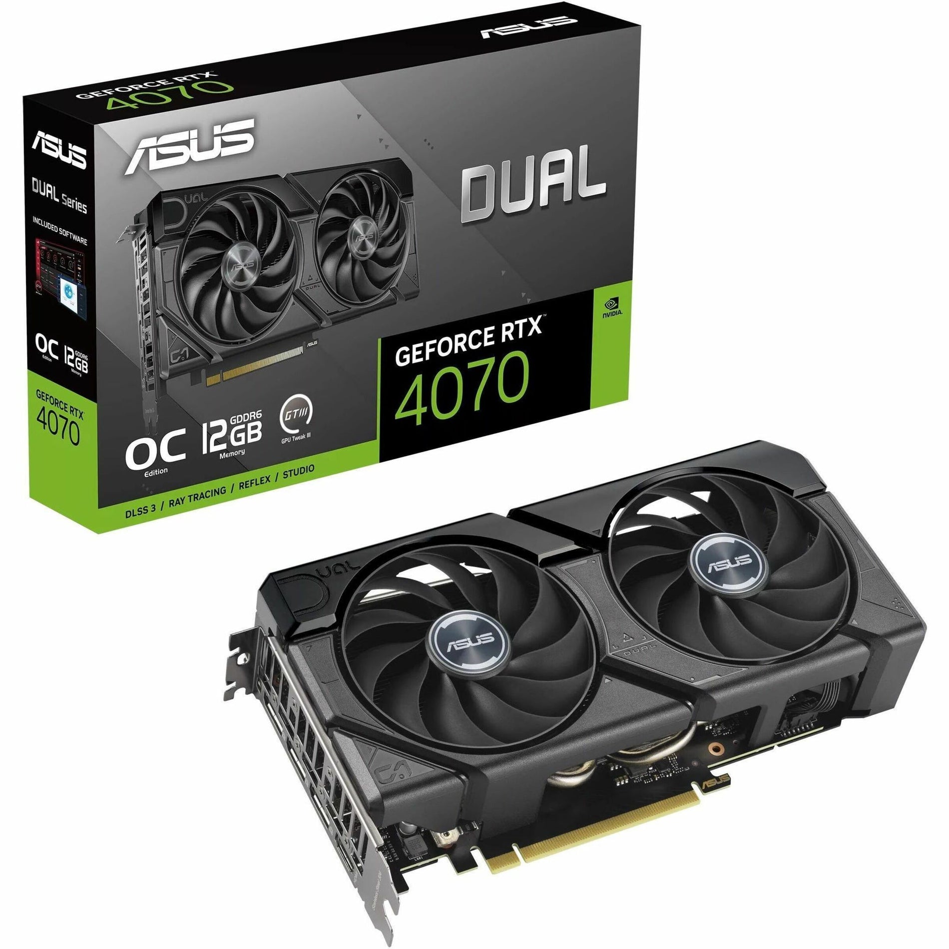 Asus NVIDIA GeForce RTX 4070 Graphic Card - 12 GB GDDR6 (DUAL-RTX4070-O12GD6-EVO)