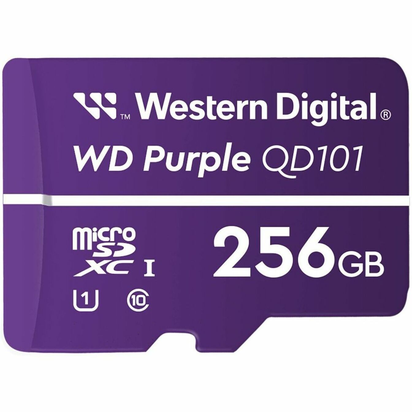 WD Purple QD101 256GB microSDXC card front view showing purple design and storage capacity-alternate-image1