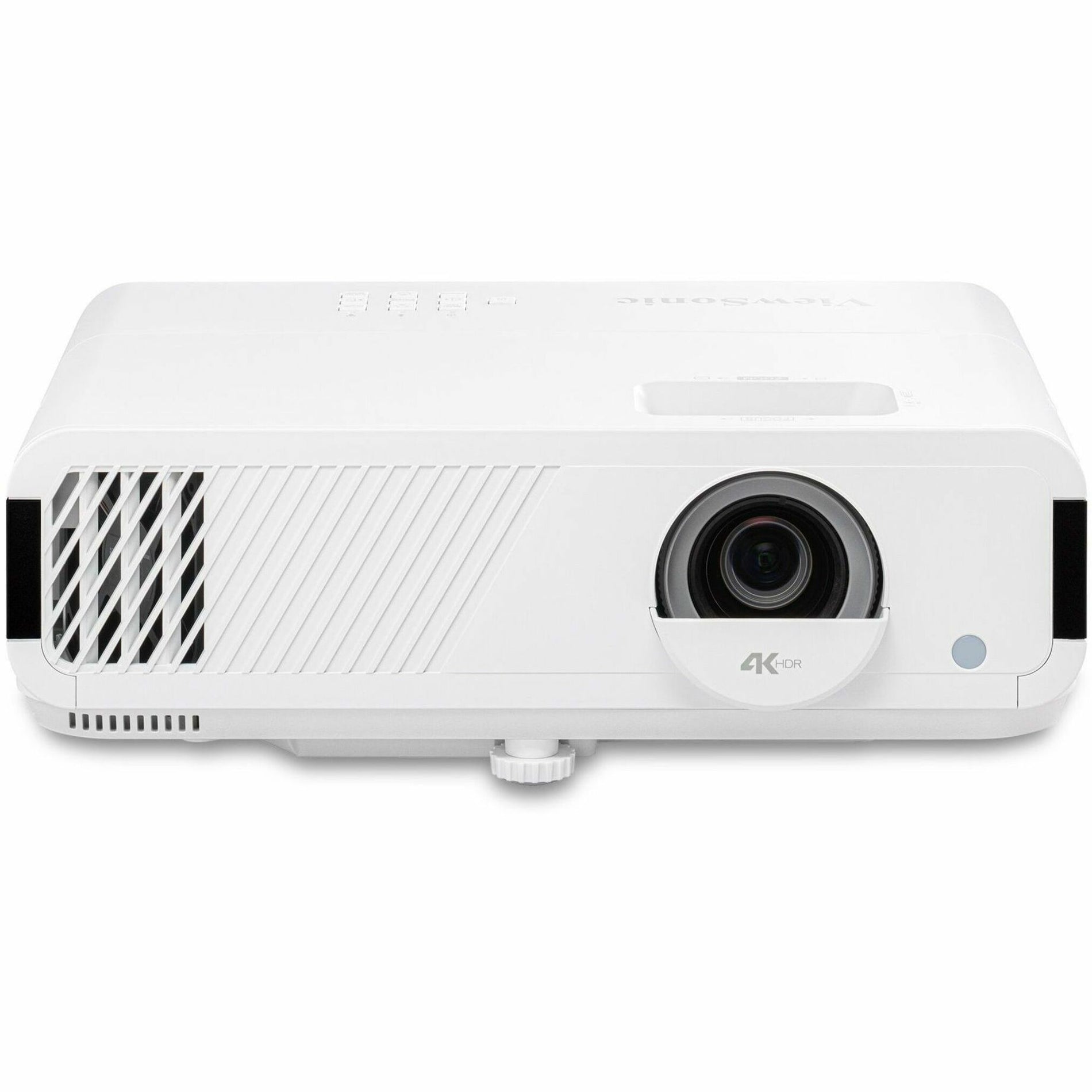 Direct front view of ViewSonic PX749-4K projector showing 4K lens and ventilation system-alternate-image2