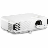 Front angled view of ViewSonic PX749-4K 4K projector in white showing lens and cooling vents-alternate-image1