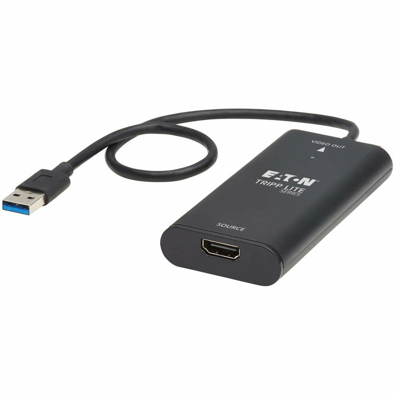 Tripp Lite HDMI to USB video capture adapter showing USB and HDMI ports