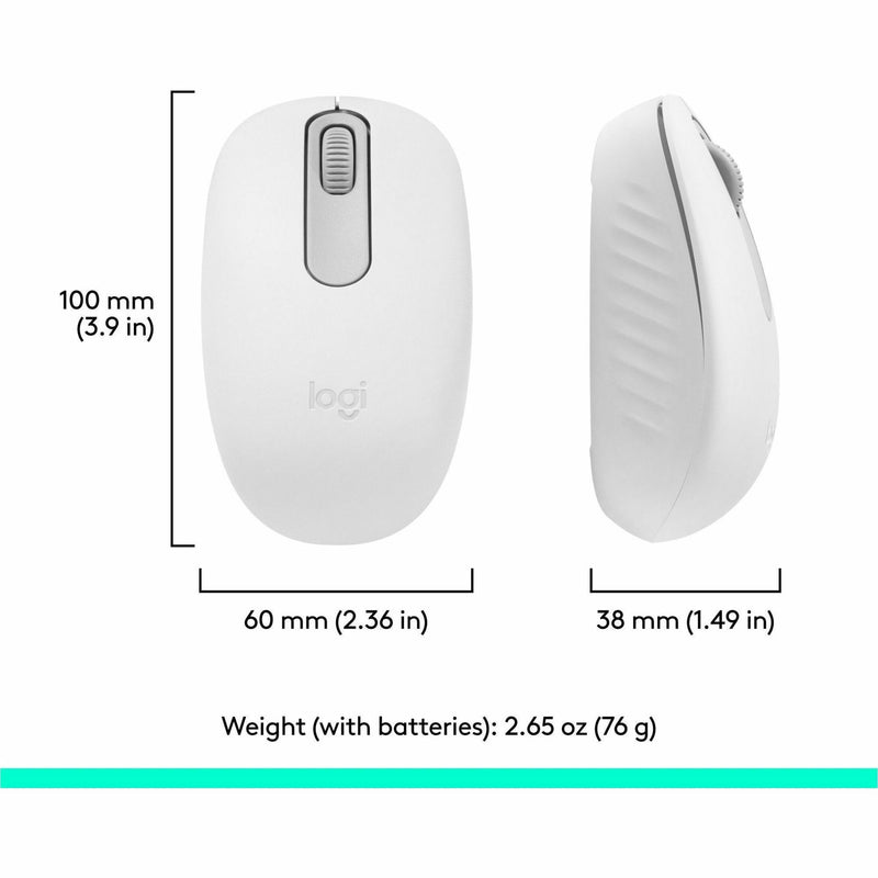 Technical diagram showing dimensions of Logitech M196 mouse