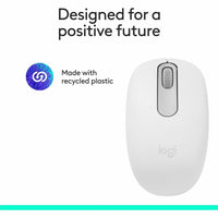 Logitech M196 mouse with recycled plastic icon and sustainability message-alternate-image7