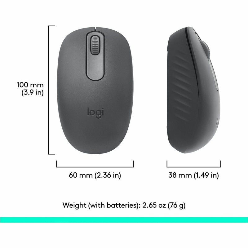 Dimensional specifications of Logitech M196 mouse