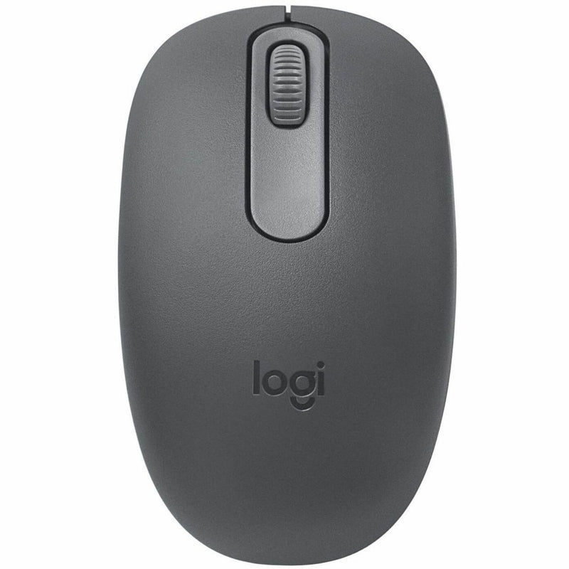 Top view of Logitech M196 wireless mouse in graphite color showing minimalist design