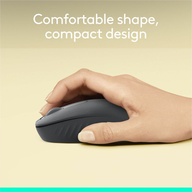 Side view showing ergonomic grip of Logitech M196 mouse